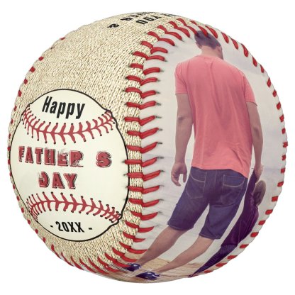 Rustic Happy Father`s Day 2 Photo Collage Softball