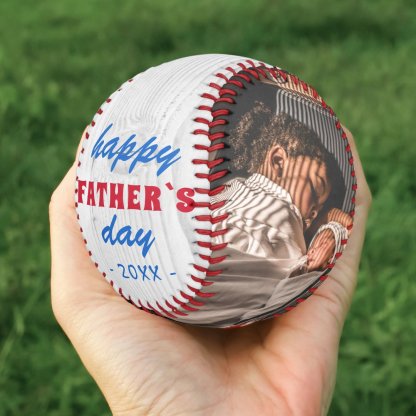 Rustic Wood Happy Father`s Day 2 Photo Softball