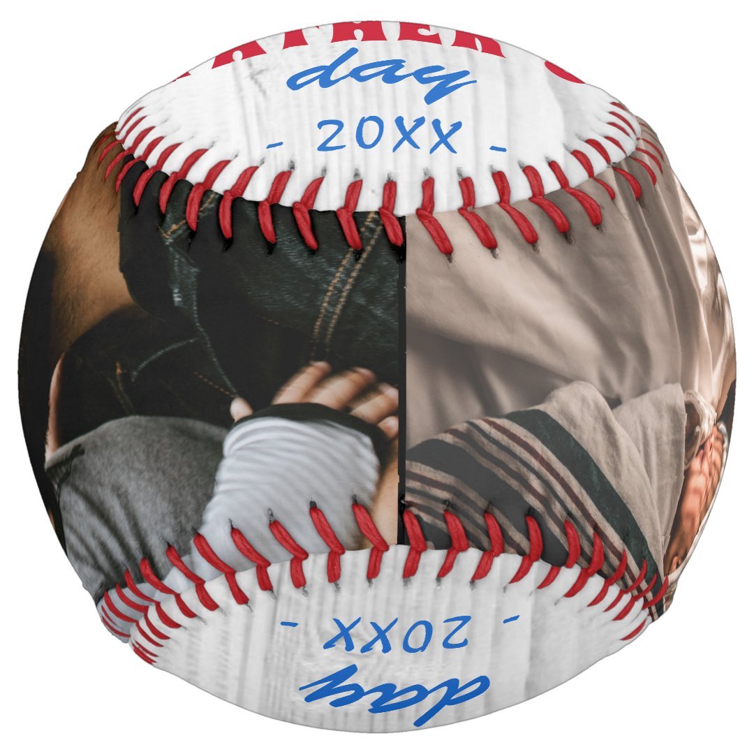 Rustic Wood Happy Father`s Day 2 Photo Softball
