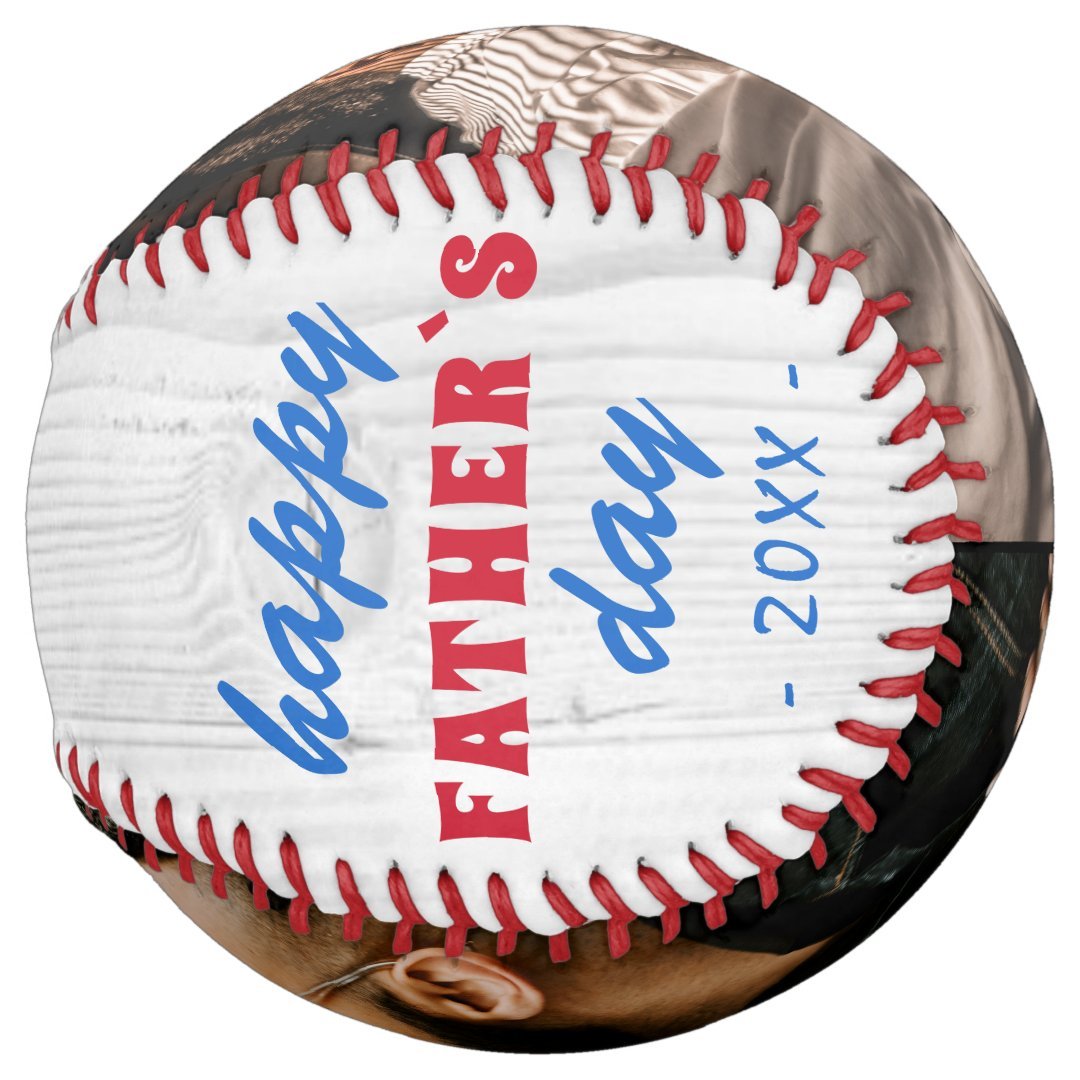 Rustic Wood Happy Father`s Day 2 Photo Softball