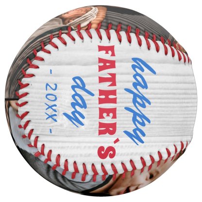 Rustic Wood Happy Father`s Day 2 Photo Softball