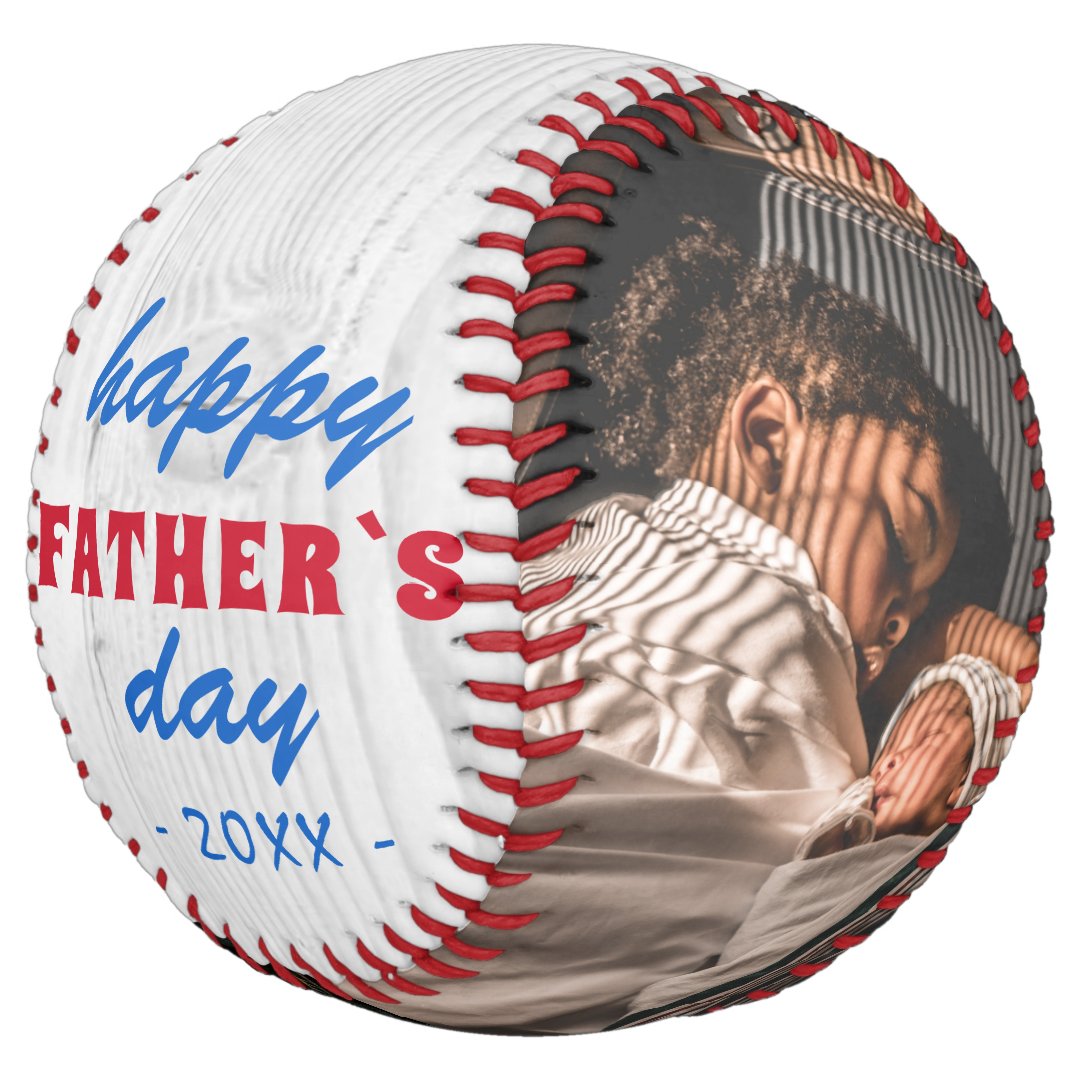 Rustic Wood Happy Father`s Day 2 Photo Softball