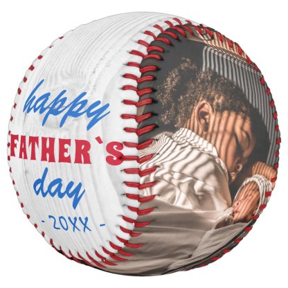 Rustic Wood Happy Father`s Day 2 Photo Softball