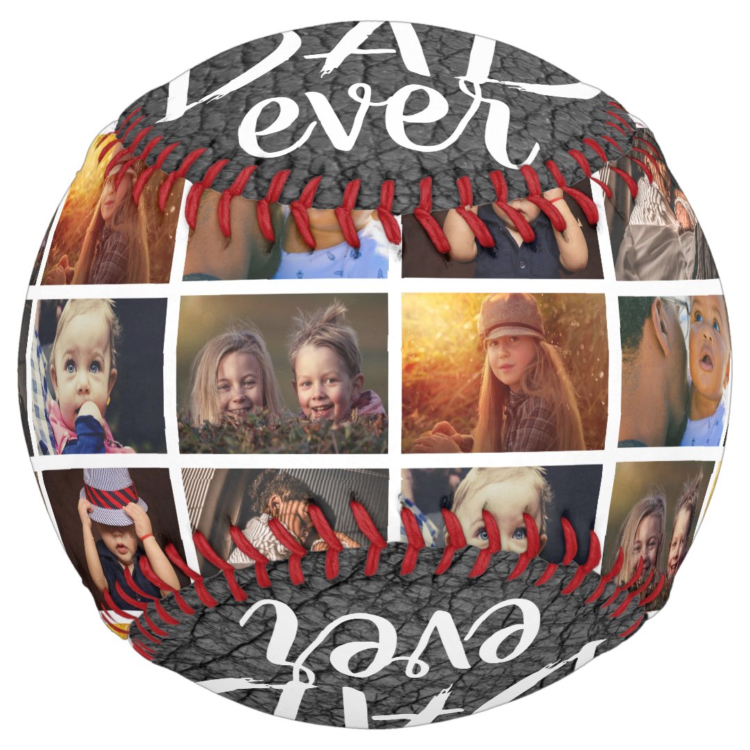 Best Dad Ever Red Leather Print 6 Photo Collage Softball