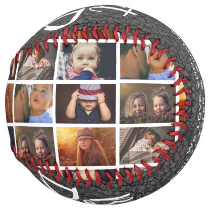 Best Dad Ever Red Leather Print 6 Photo Collage Softball