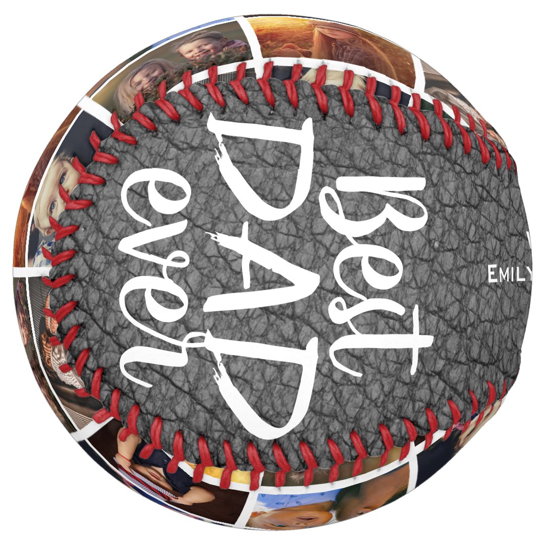 Best Dad Ever Red Leather Print 6 Photo Collage Softball