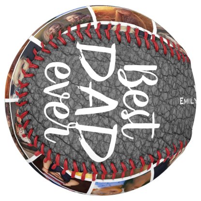 Best Dad Ever Red Leather Print 6 Photo Collage Softball