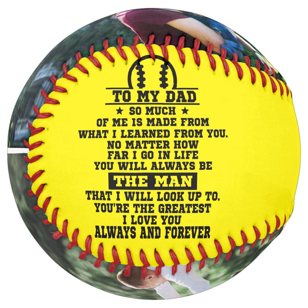 Personalized To My Dad Custom 2 Photo Collage Softball