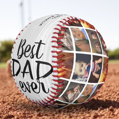 Best Dad Ever Rustic Wood 6 Photo Collage Softball