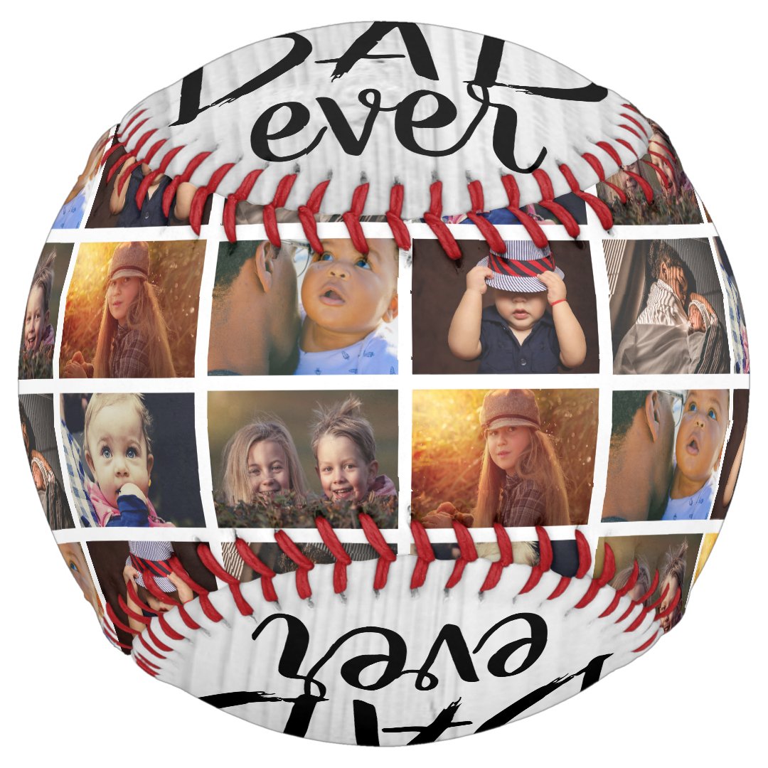 Best Dad Ever Rustic Wood 6 Photo Collage Softball