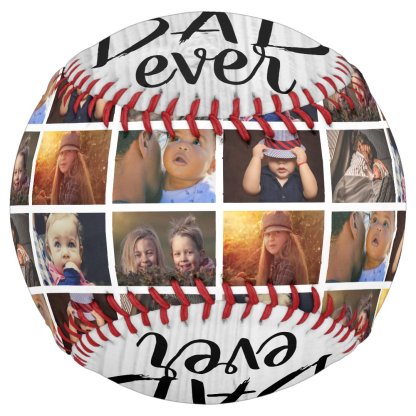Best Dad Ever Rustic Wood 6 Photo Collage Softball