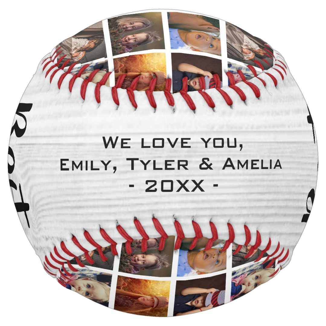 Best Dad Ever Rustic Wood 6 Photo Collage Softball