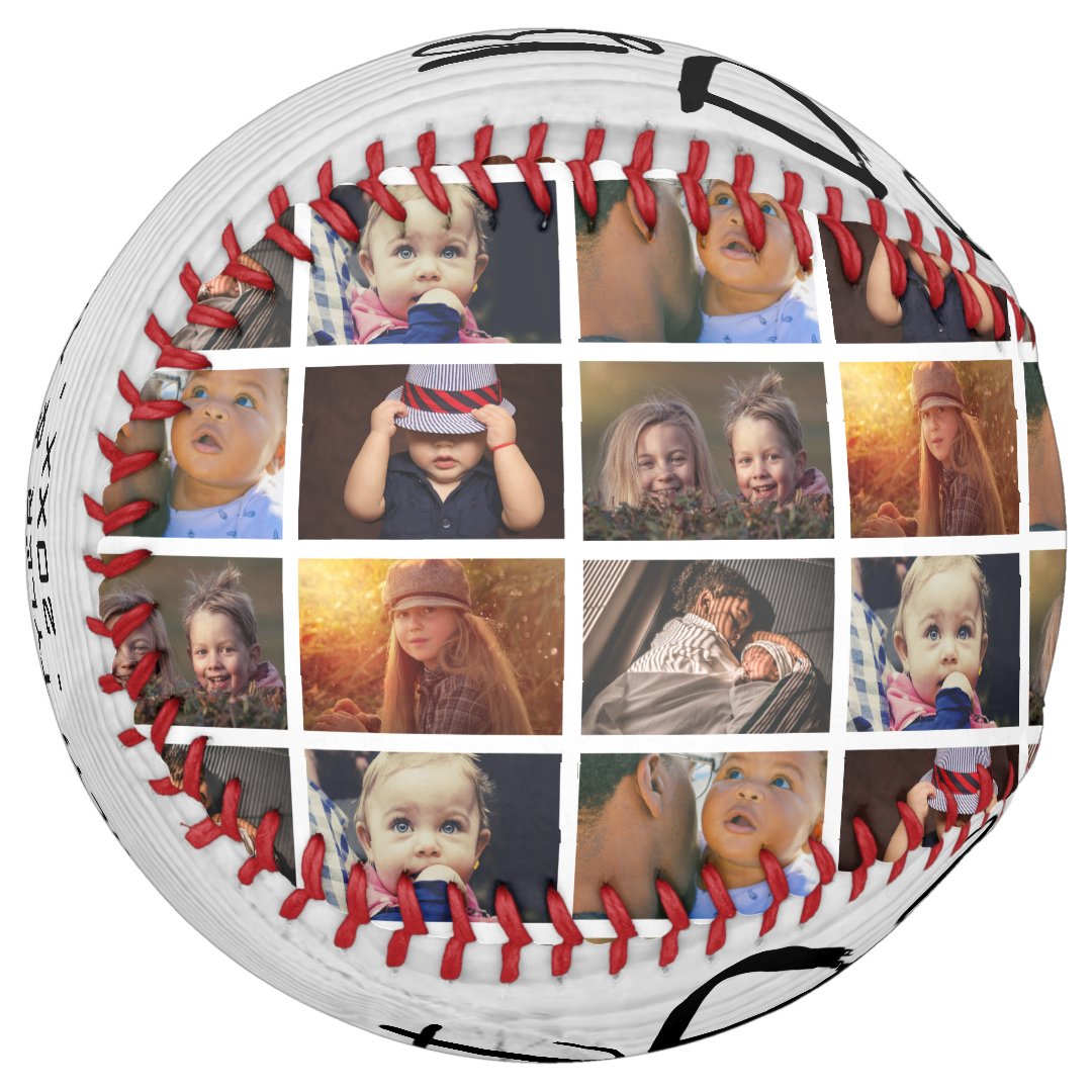 Best Dad Ever Rustic Wood 6 Photo Collage Softball