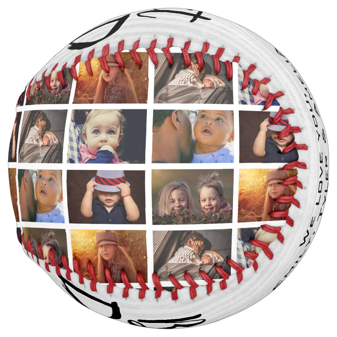 Best Dad Ever Rustic Wood 6 Photo Collage Softball