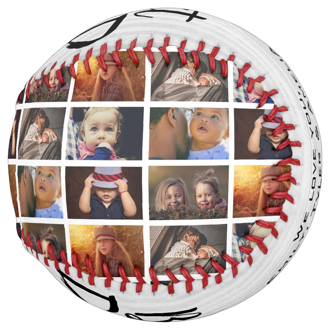 Best Dad Ever Rustic Wood 6 Photo Collage Softball