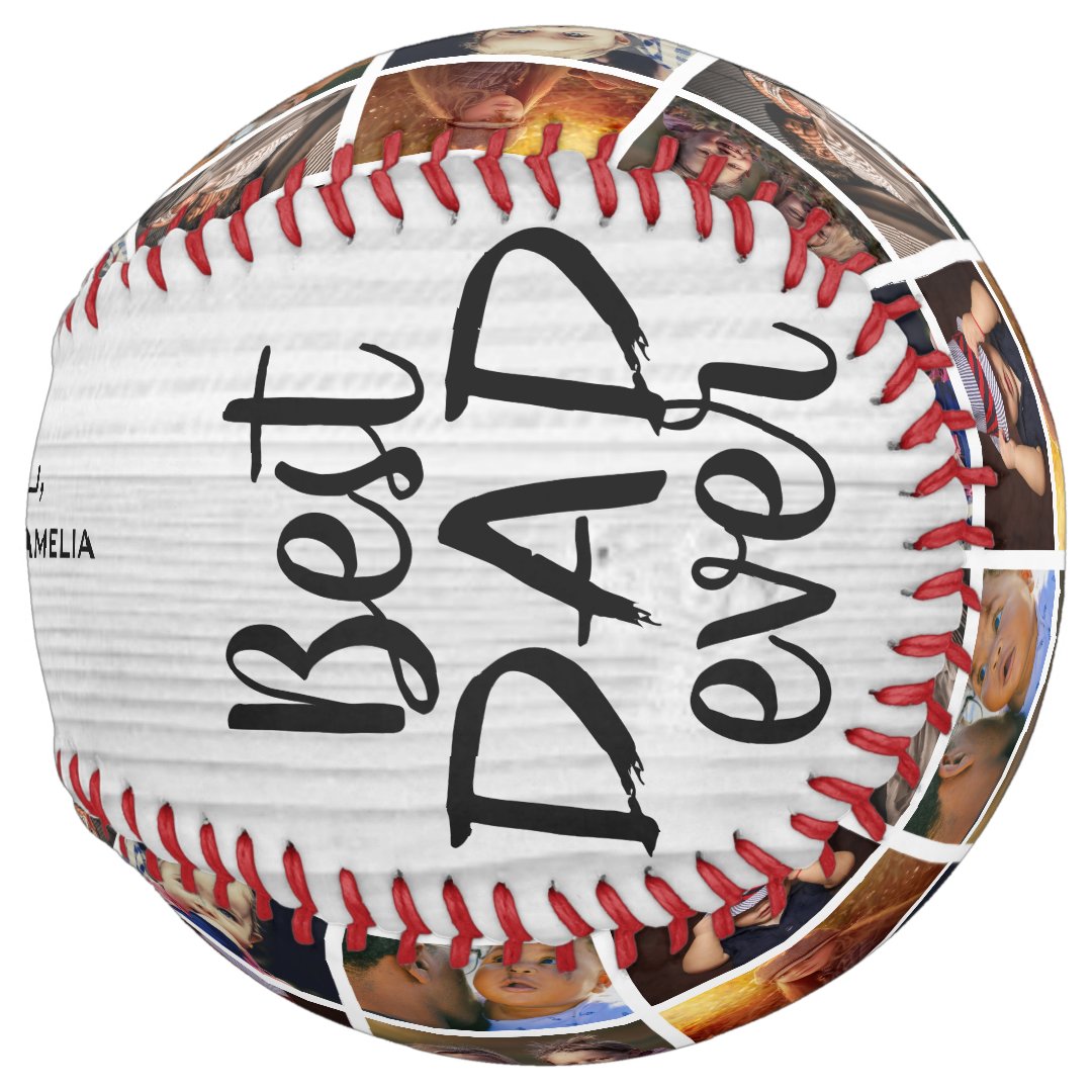 Best Dad Ever Rustic Wood 6 Photo Collage Softball