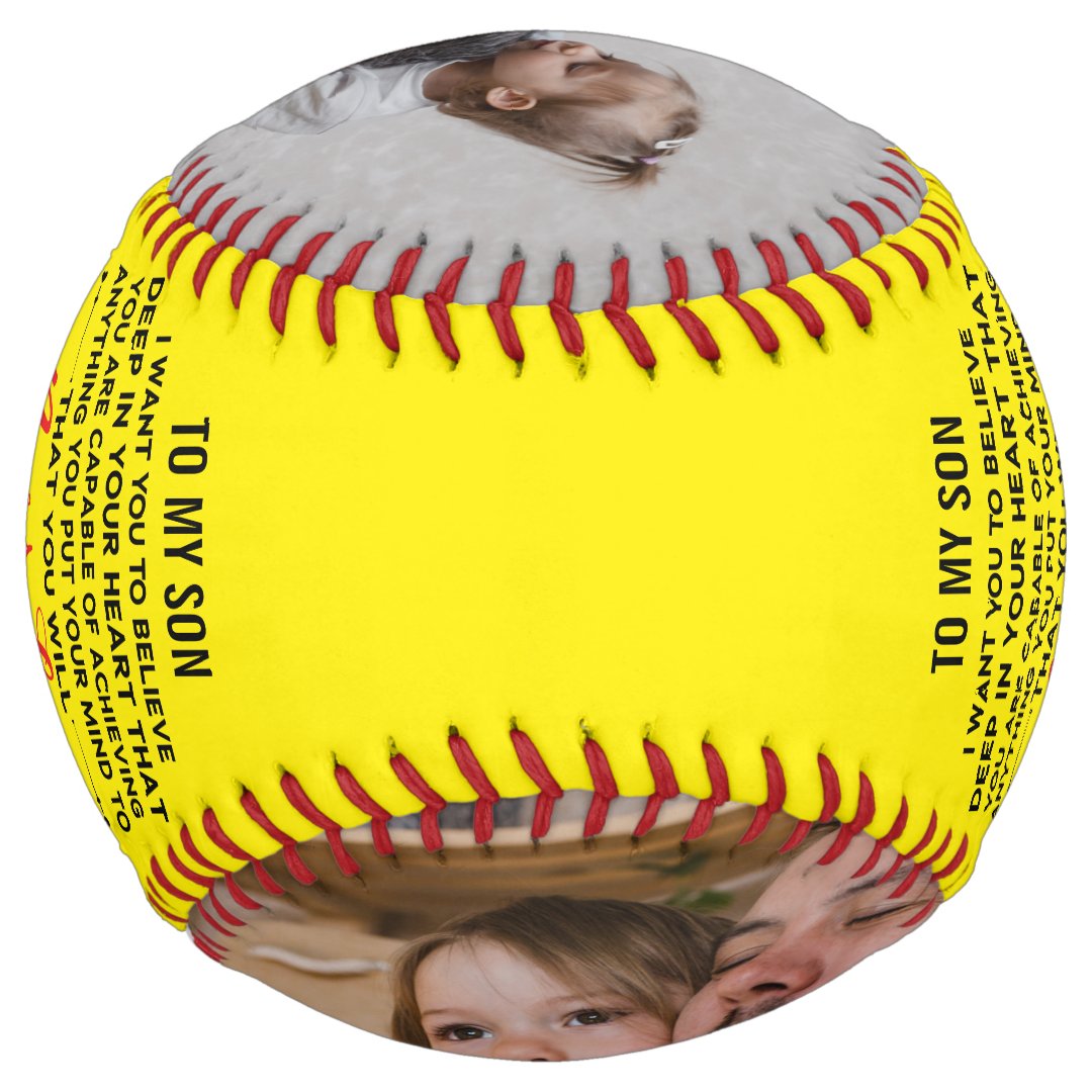 To My Son From Dad or Mom Quote & Custom 2 Photos Softball