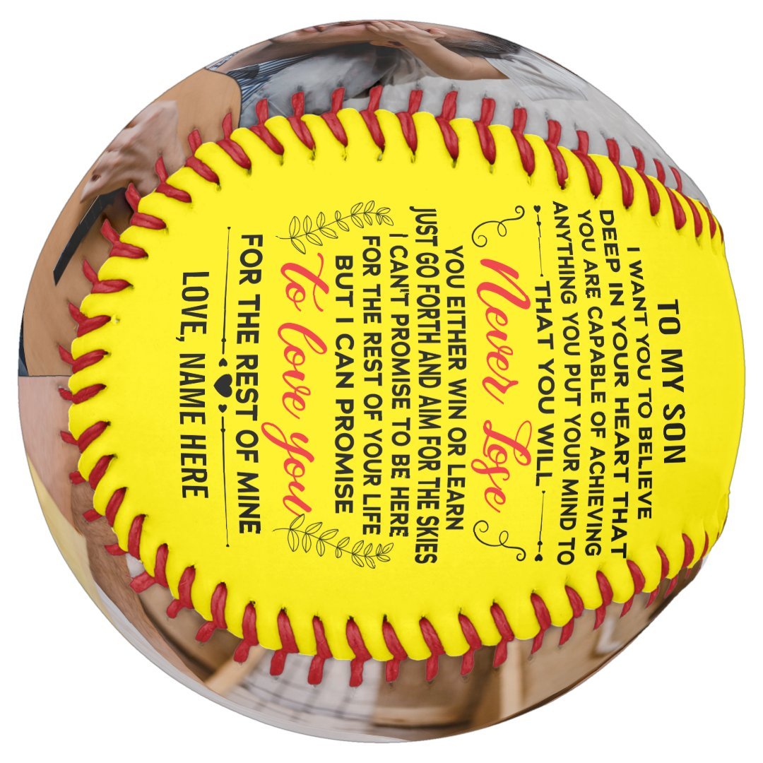 To My Son From Dad or Mom Quote & Custom 2 Photos Softball