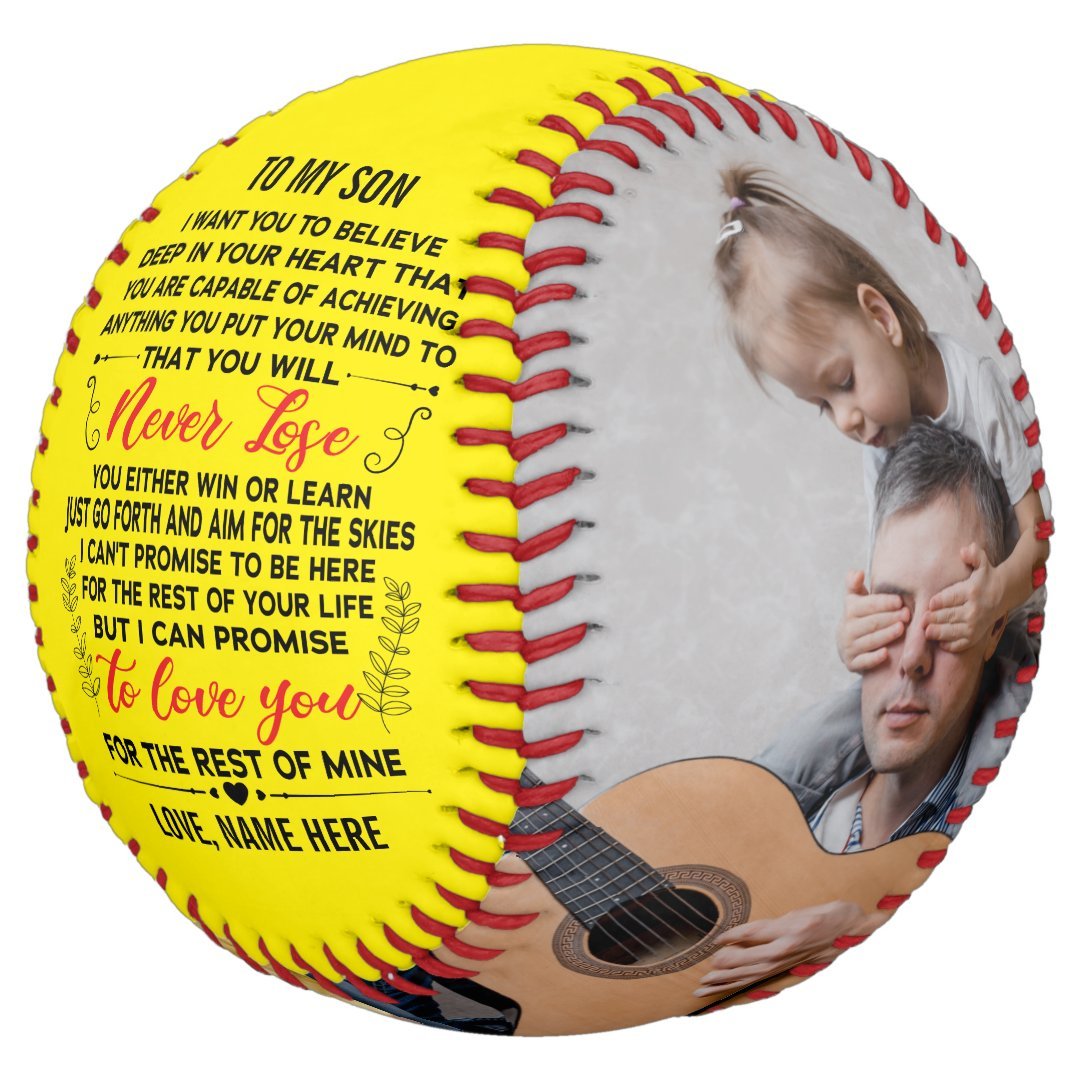 To My Son From Dad or Mom Quote & Custom 2 Photos Softball