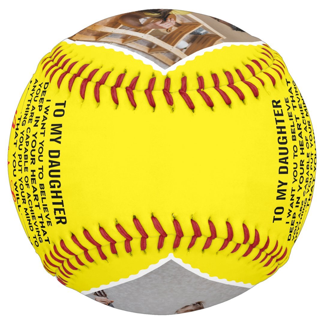 Love Quote To My Daughter with Custom 4 Photos Softball