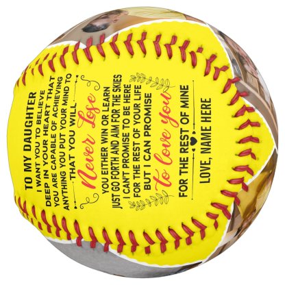 Love Quote To My Daughter with Custom 4 Photos Softball
