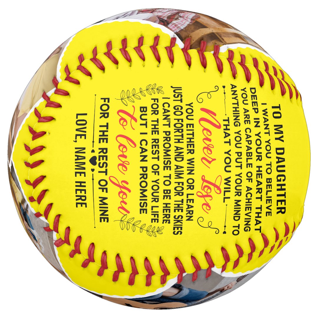 Love Quote To My Daughter with Custom 4 Photos Softball
