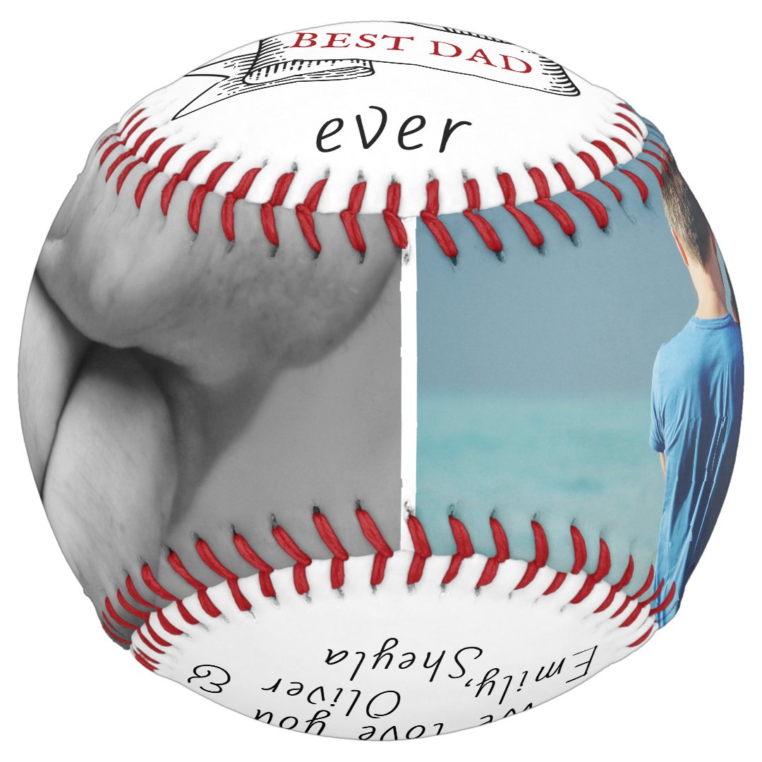 Best Dad Ever Ribbon Father's Day Photo Collage Softball