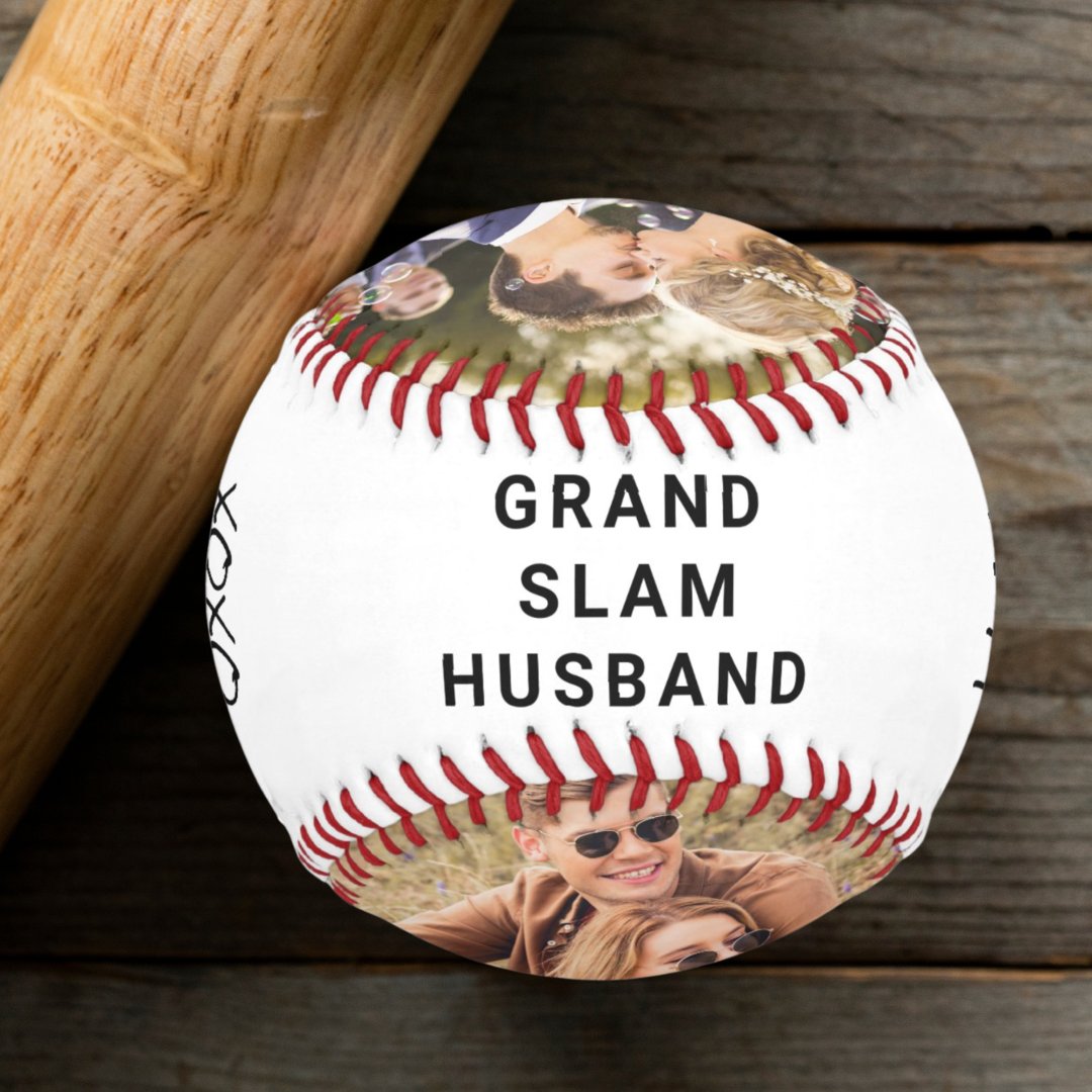 Husband Personalized Anniversary Photos Blue Yellow Baseball