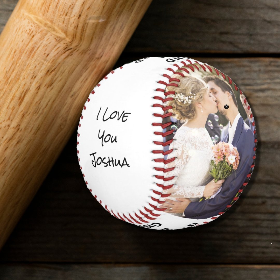 Husband Personalized Anniversary Photos Blue Yellow Baseball