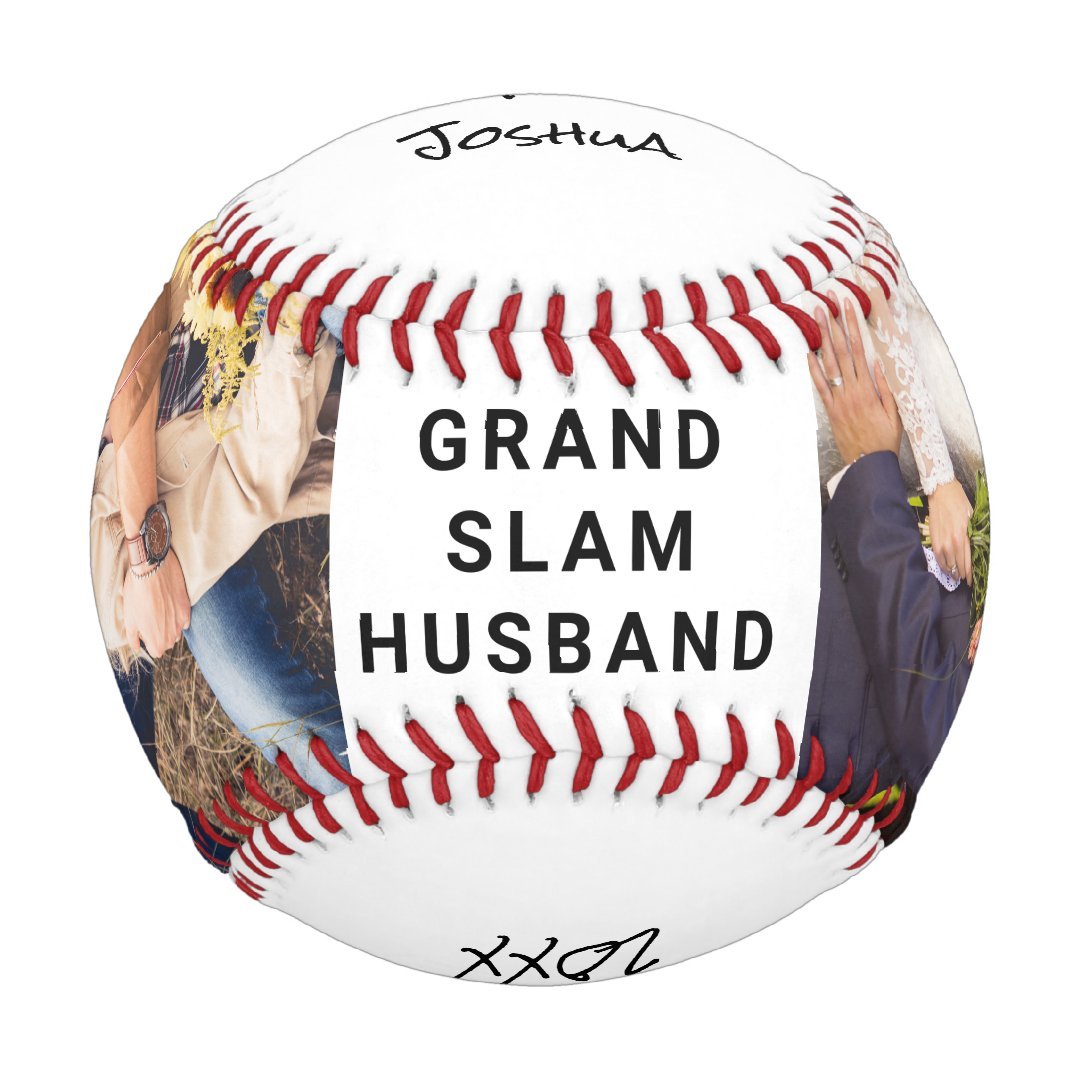 Husband Personalized Anniversary Photos Blue Yellow Baseball