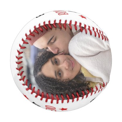 Modern Personalized 2 Photo Best Boyfriend Ever Baseball