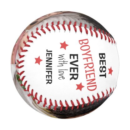 Modern Personalized 2 Photo Best Boyfriend Ever Baseball