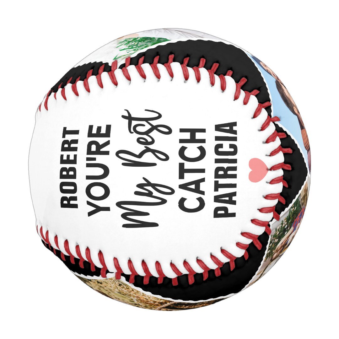 You're My Best Catch Custom Couples Names & Photo Baseball