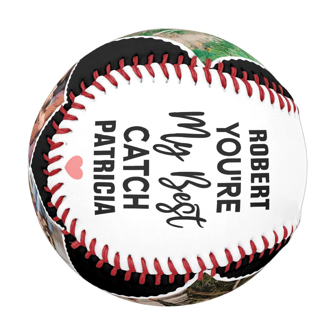 You're My Best Catch Custom Couples Names & Photo Baseball