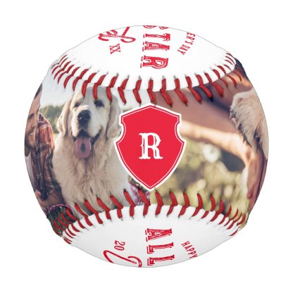 All Star Dad | Happy Father's Day Photo & Monogram Baseball