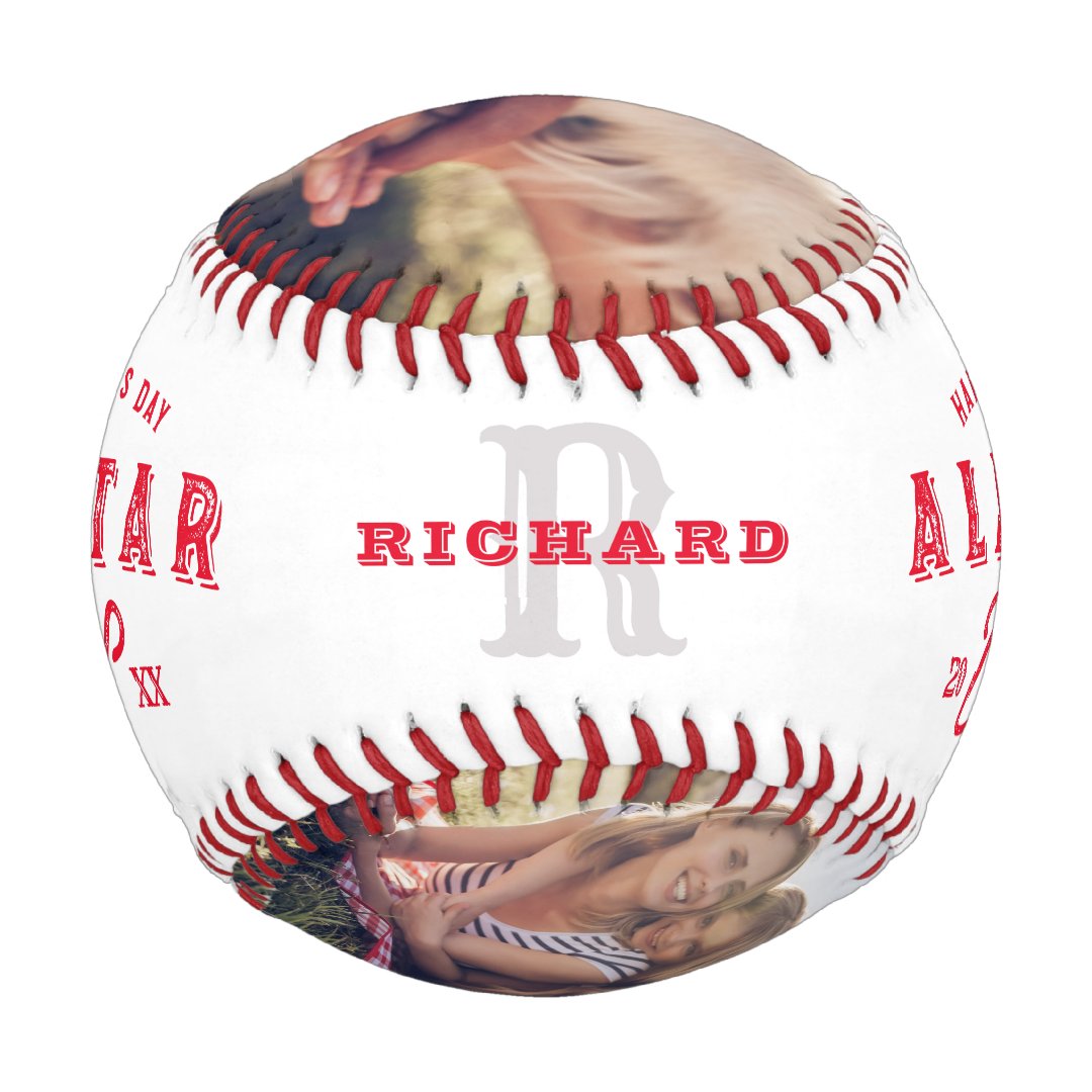 All Star Dad | Happy Father's Day Photo & Monogram Baseball