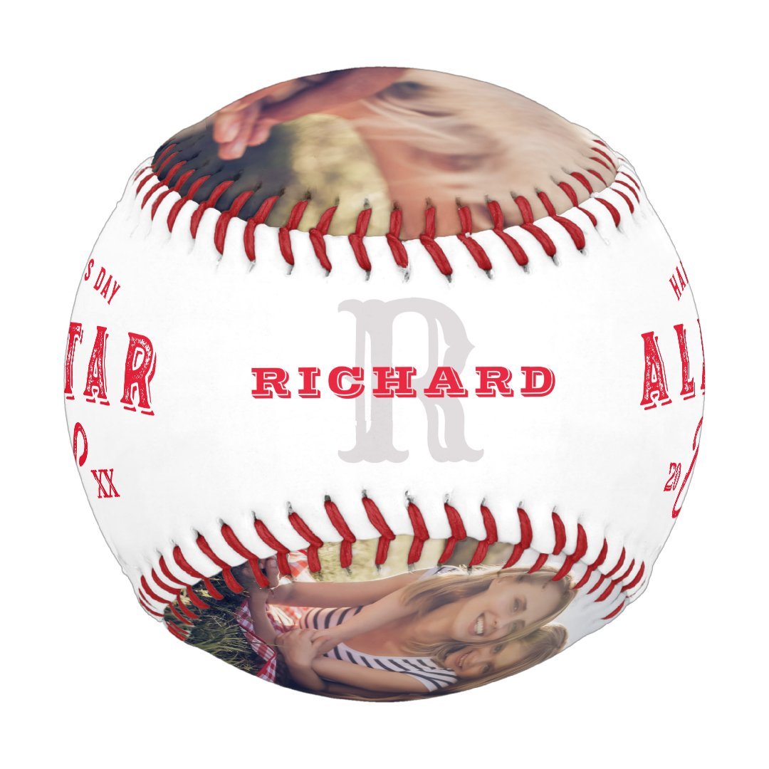 All Star Dad | Happy Father's Day Photo & Monogram Baseball