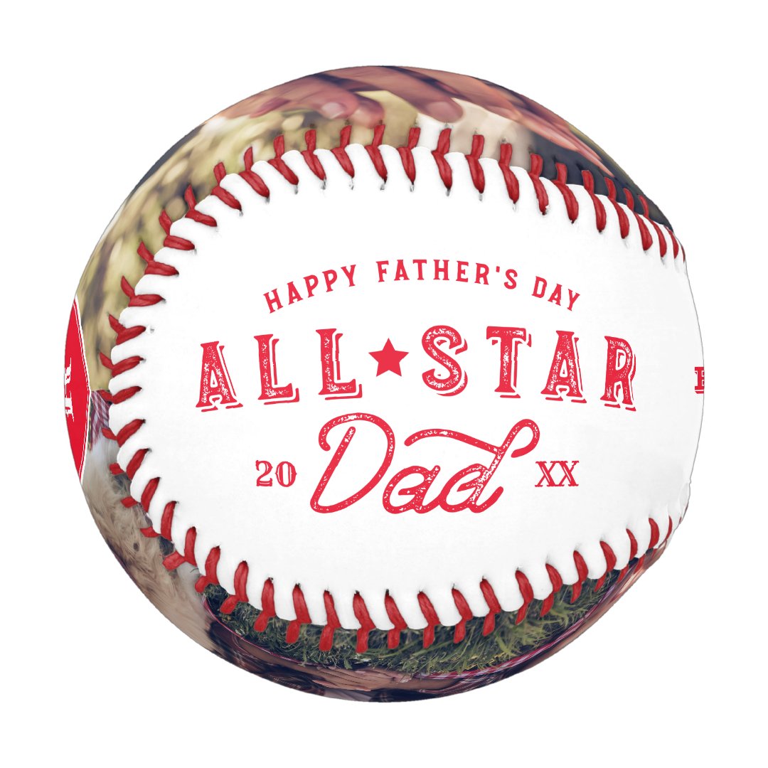 All Star Dad | Happy Father's Day Photo & Monogram Baseball