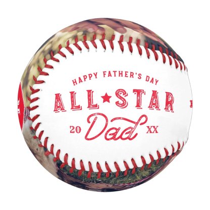 All Star Dad | Happy Father's Day Photo & Monogram Baseball