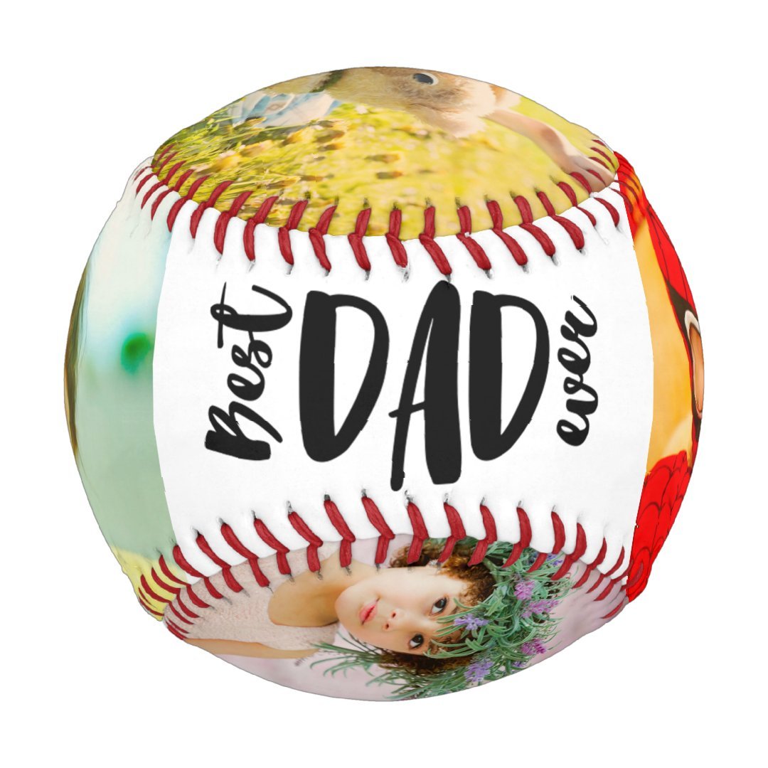 Modern Best Dad ever 5 photos grid collage father Baseball