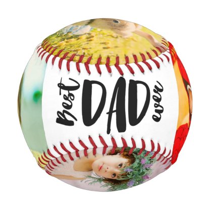 Modern Best Dad ever 5 photos grid collage father Baseball