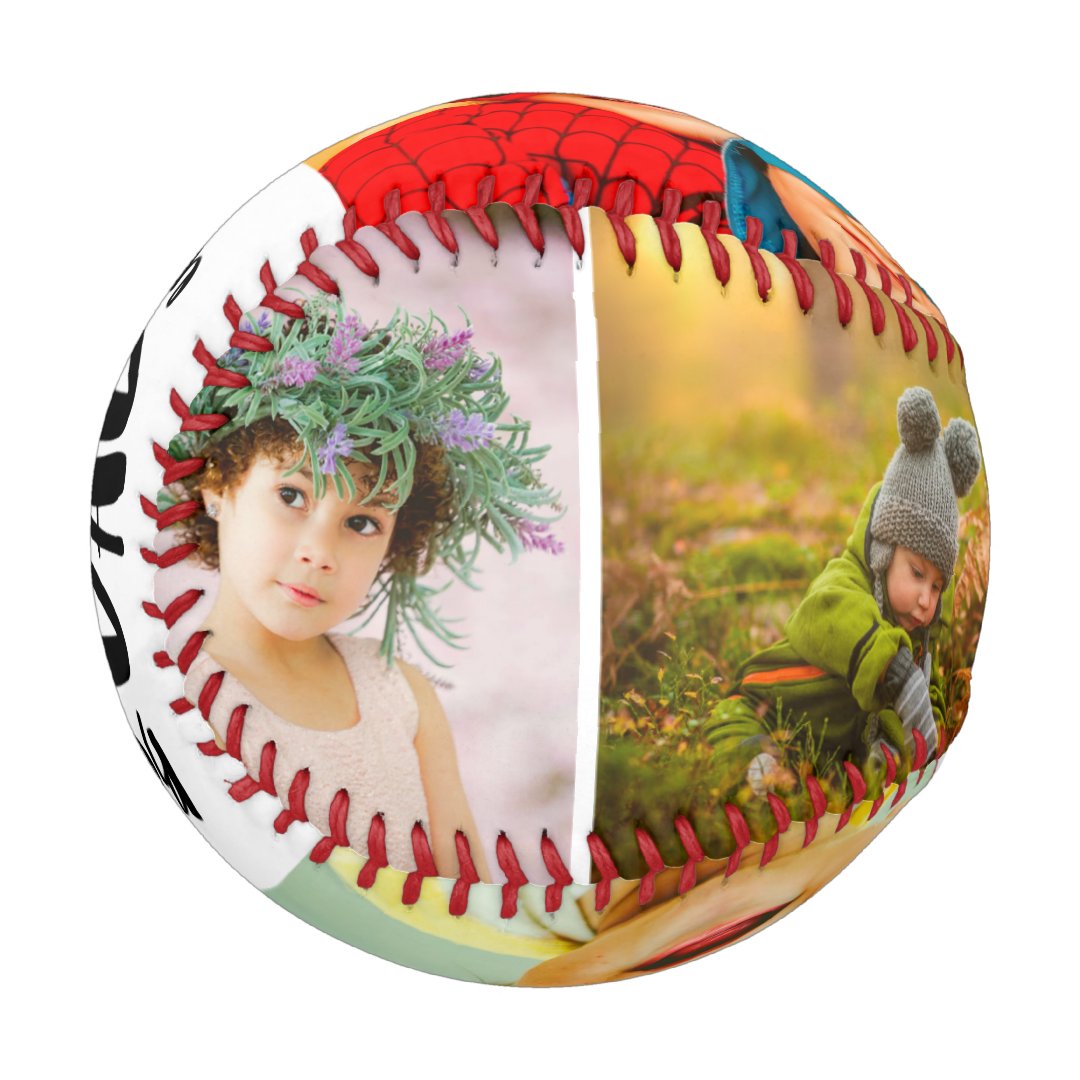 Modern Best Dad ever 5 photos grid collage father Baseball