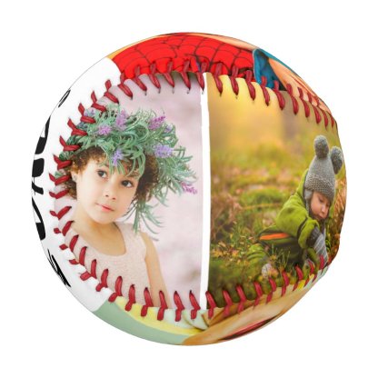 Modern Best Dad ever 5 photos grid collage father Baseball