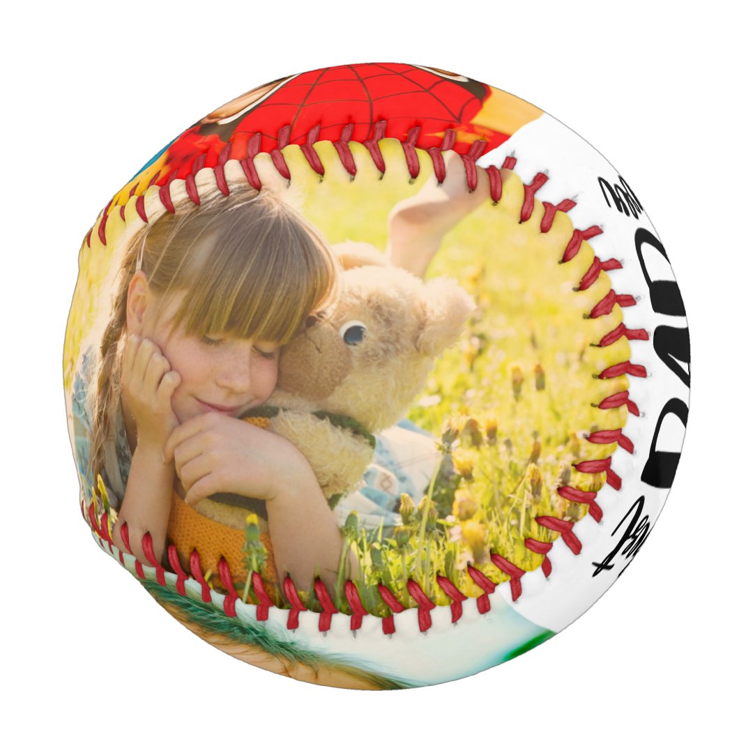 Modern Best Dad ever 5 photos grid collage father Baseball