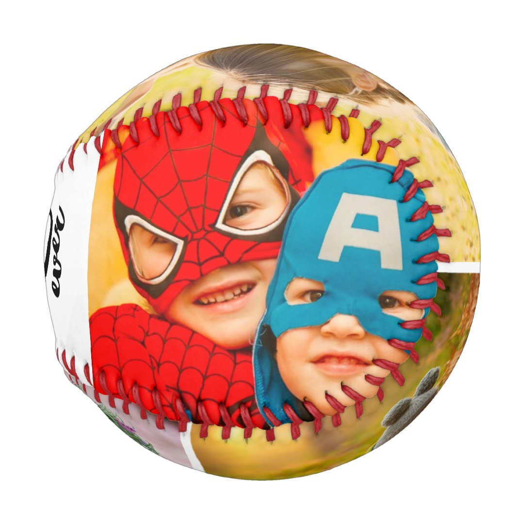 Modern Best Dad ever 5 photos grid collage father Baseball