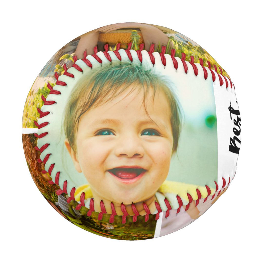 Modern Best Dad ever 5 photos grid collage father Baseball