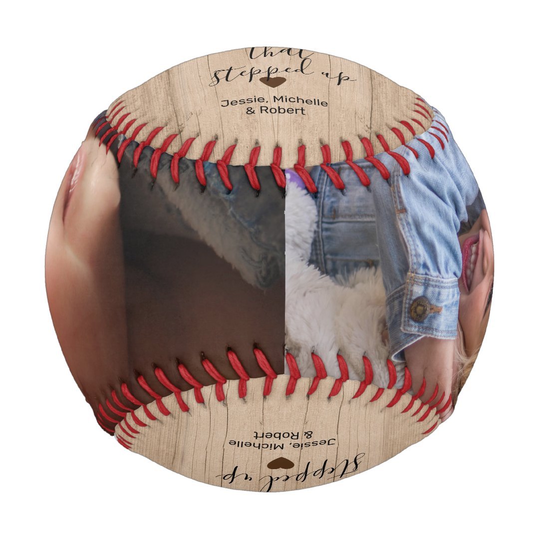 Rustic Stepped Up Dad Father's Day Photo Baseball