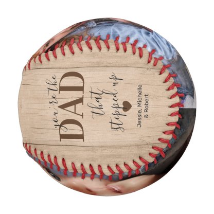 Rustic Stepped Up Dad Father's Day Photo Baseball