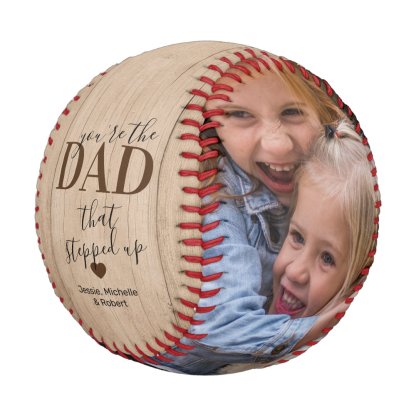 Rustic Stepped Up Dad Father's Day Photo Baseball