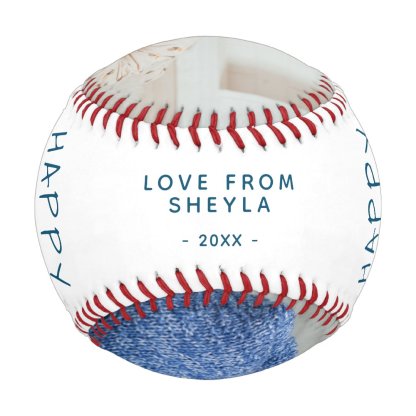 Cute 1st Father`s Day Pink Script 2 Photo Collage Baseball